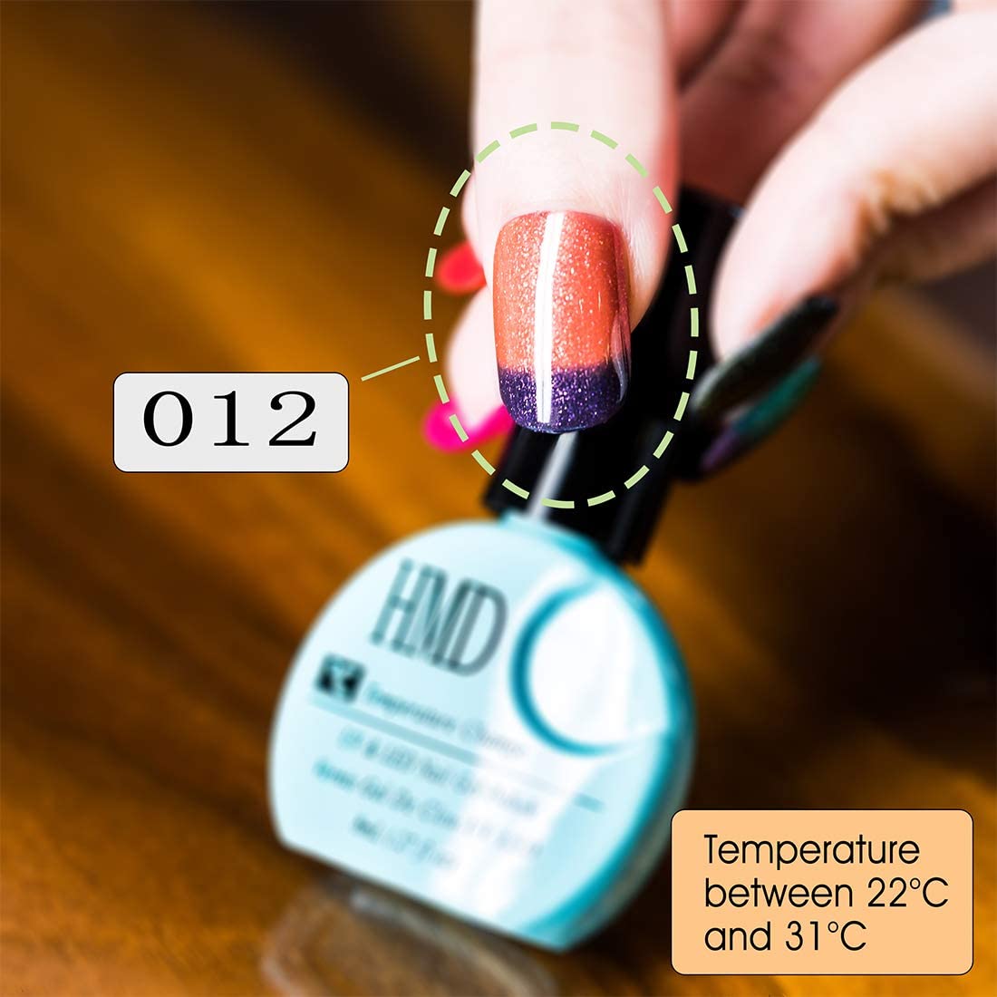 Canada HMD Soak Off UV LED Temperature (Thermal) Changing Gel Nail Polish, #012