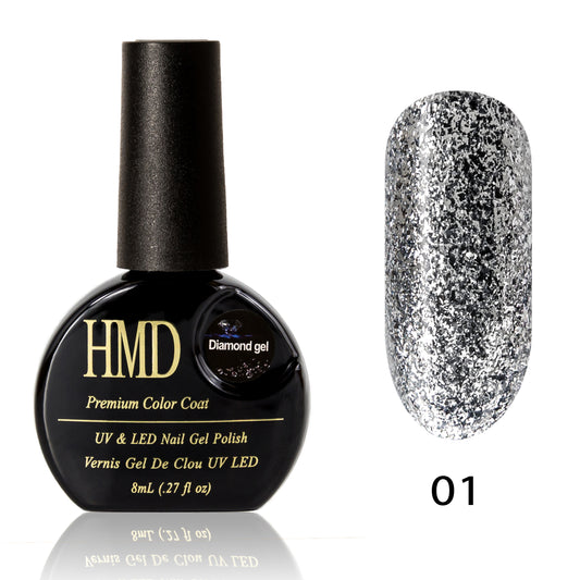 Canada HMD Soak Off UV LED High shine gel nail polish Color, Diamond Series, #001