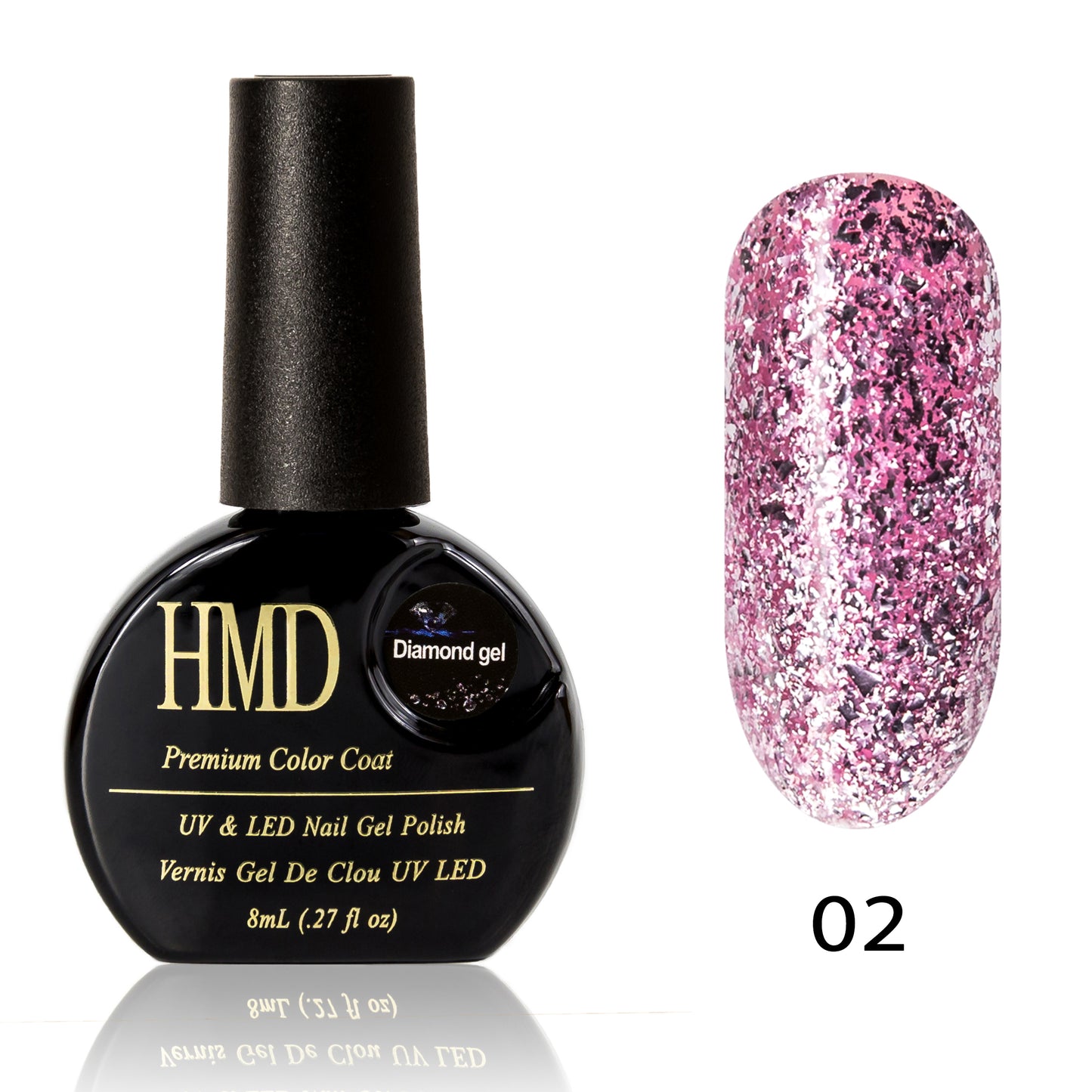 Canada HMD Soak Off UV LED High shine gel nail polish Color, Diamond Series, #002